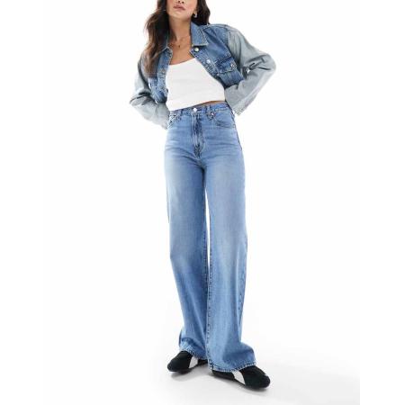 Levi's Ribcage Corduroy jeans met hoge taille en wijde pijpen in lichtblauw