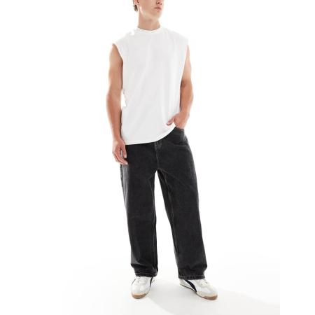 Bershka - Ruimvallende losse jeans in zwart