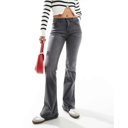 Bershka Flared jeans met hoge taille in grijs