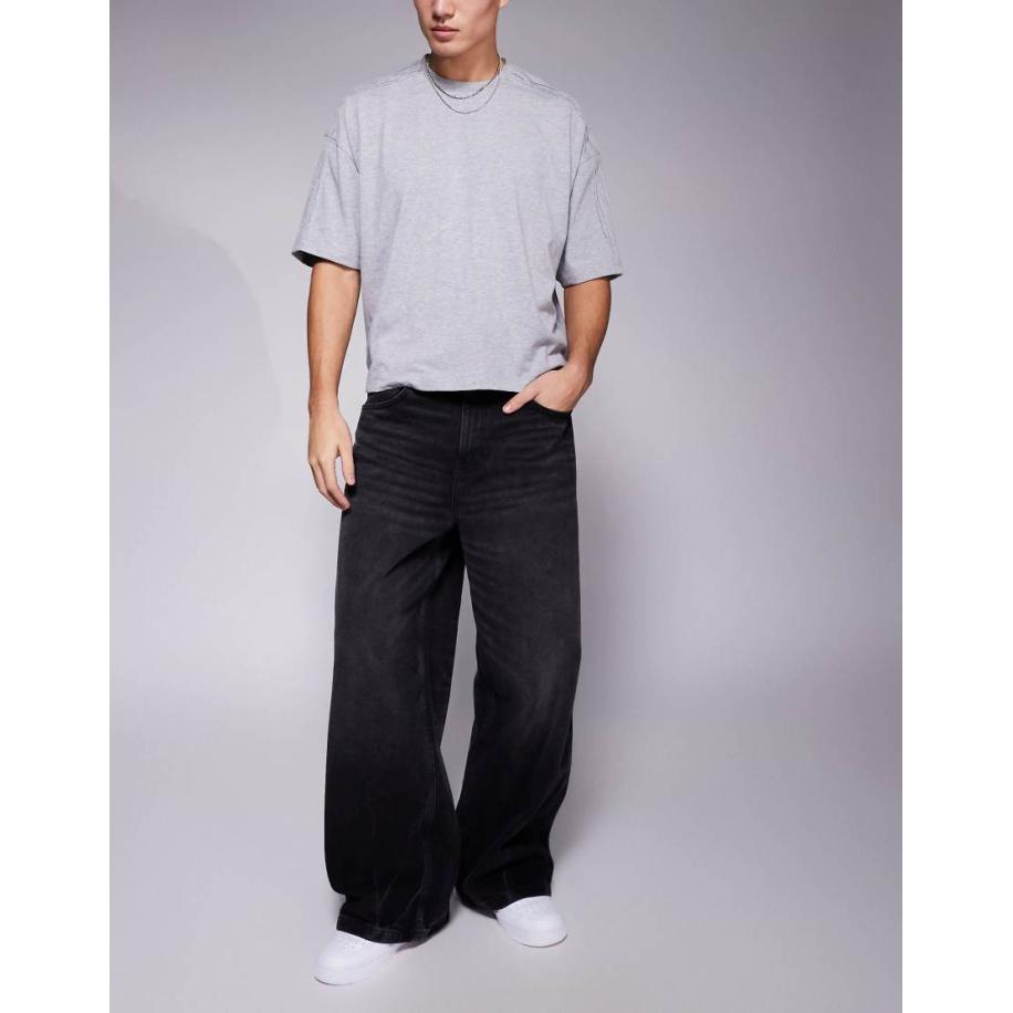 ASOS DESIGN - Jeans met super baggy pasvorm in zwart met wassing Zwart