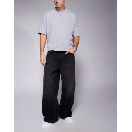 ASOS DESIGN - Jeans met super baggy pasvorm in zwart met wassing