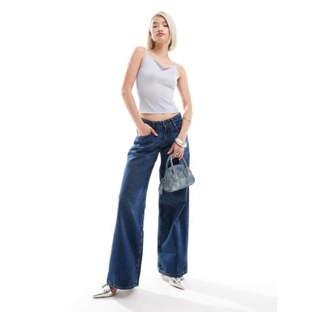 Motel Ruime jeans met wijde pijpen en lage taille in midden indigo-Blauw