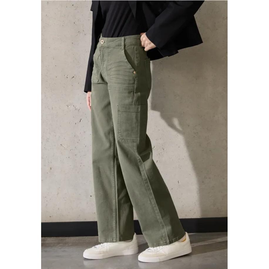 Street One Cargo broek met rechte pijpen Groen