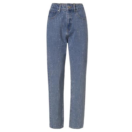 Influencer Influencer Jeans Rhinestones blauw denim