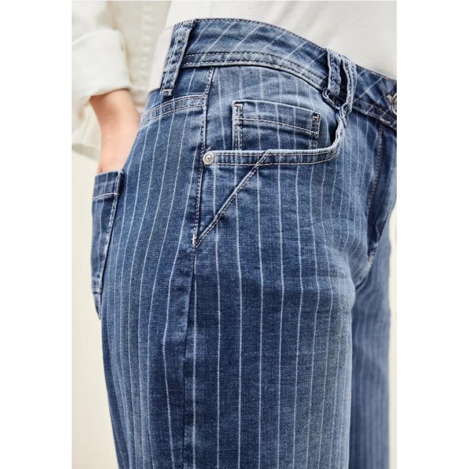CECIL Gestreepte jeans met Wide Legs Blauw