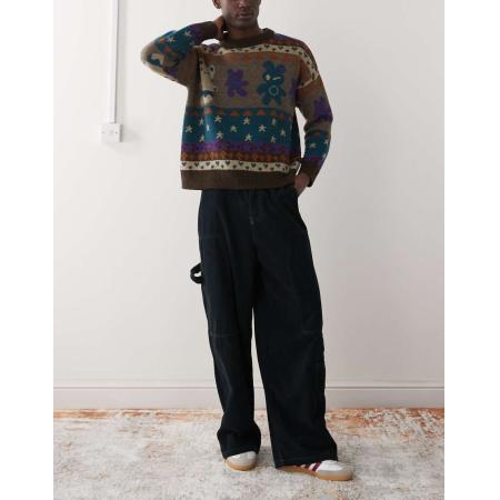 COLLUSION - Baggy timmermansjeans van corduroy in marineblauw