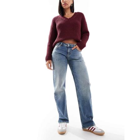 Tommy Jeans Sophie Rechte jeans met lage taille in mid-wash-Blauw