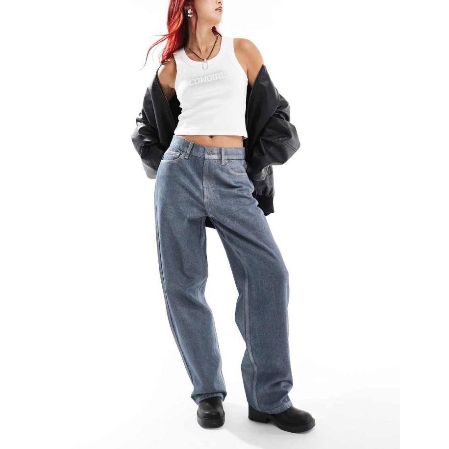 COLLUSION x001 Antifit jeans met zilveren coating Zilver