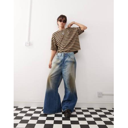 Cheap Monday - Rad Super - Jeans met wijde pijpen in vuilblauwe wassing