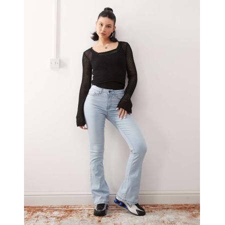 Noisy May Sallie Flared jeans met hoge taille in lichtblauwe wassing