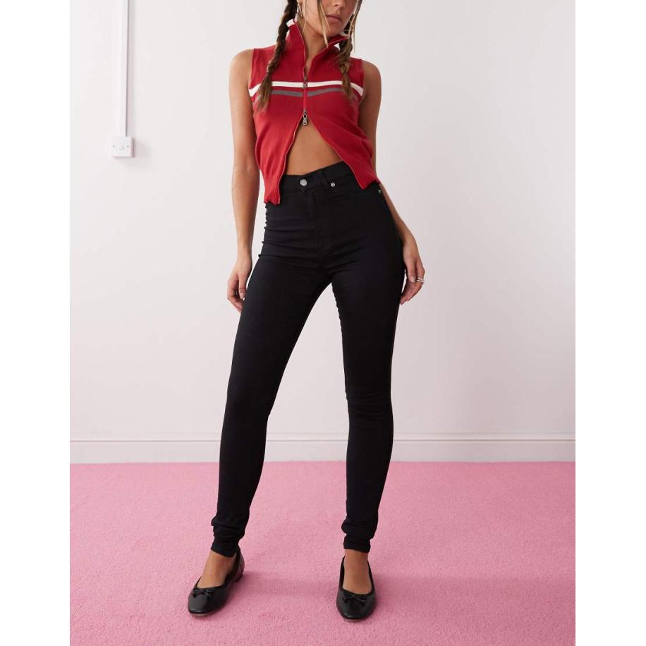 Dr Denim Solitaire Super skinny jeans met hoge taille in zwart Zwart