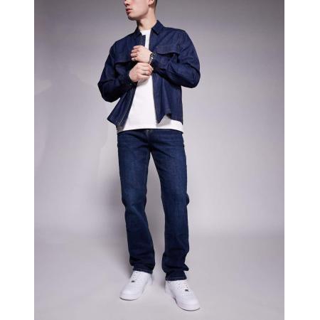 River Island - Rechte jeans in darkwash blauw-Marineblauw