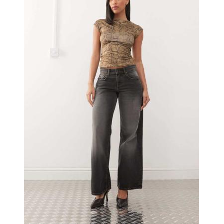 Motel Parallel jeans met lage taille in grijs met gebruikte bleekwassing