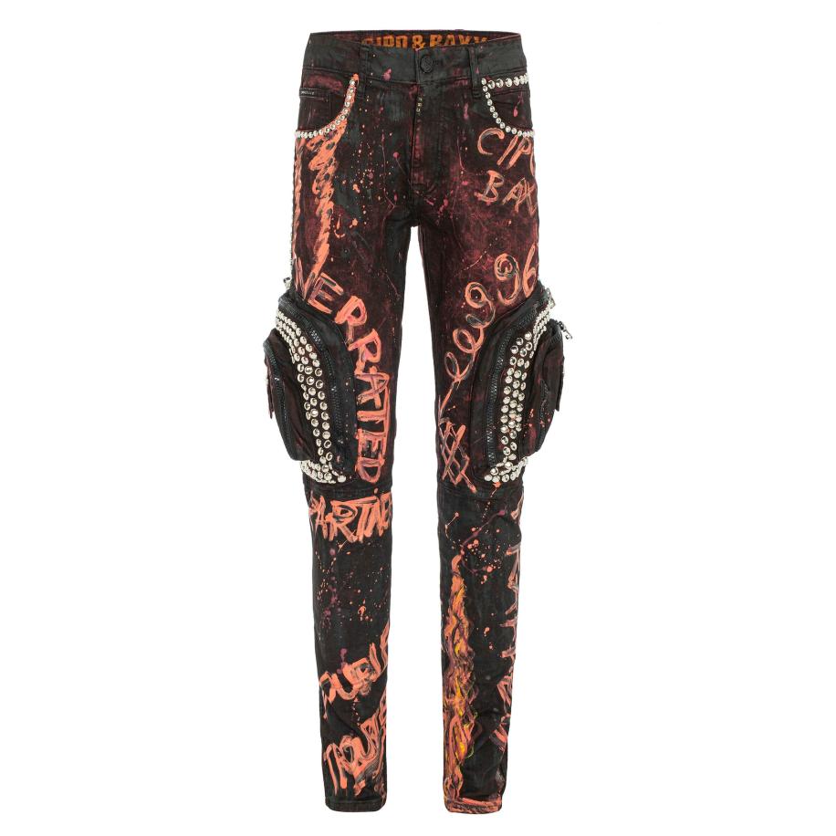 Cipo & Baxx CIPO & BAXX Jeans oranje / bourgogne / zwart -