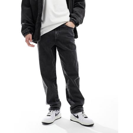 ASOS DESIGN - Baggy jeans met zwarte wassing-Grijs