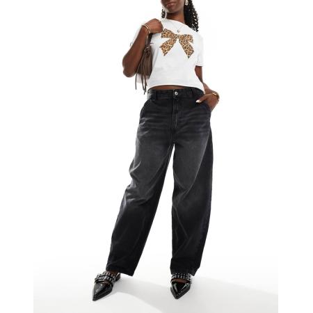 Bershka Baggy skaterjeans in zwarte wassing