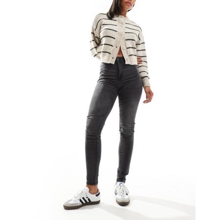 Noisy May Callie Skinny jeans met hoge taille in grijs met wassing