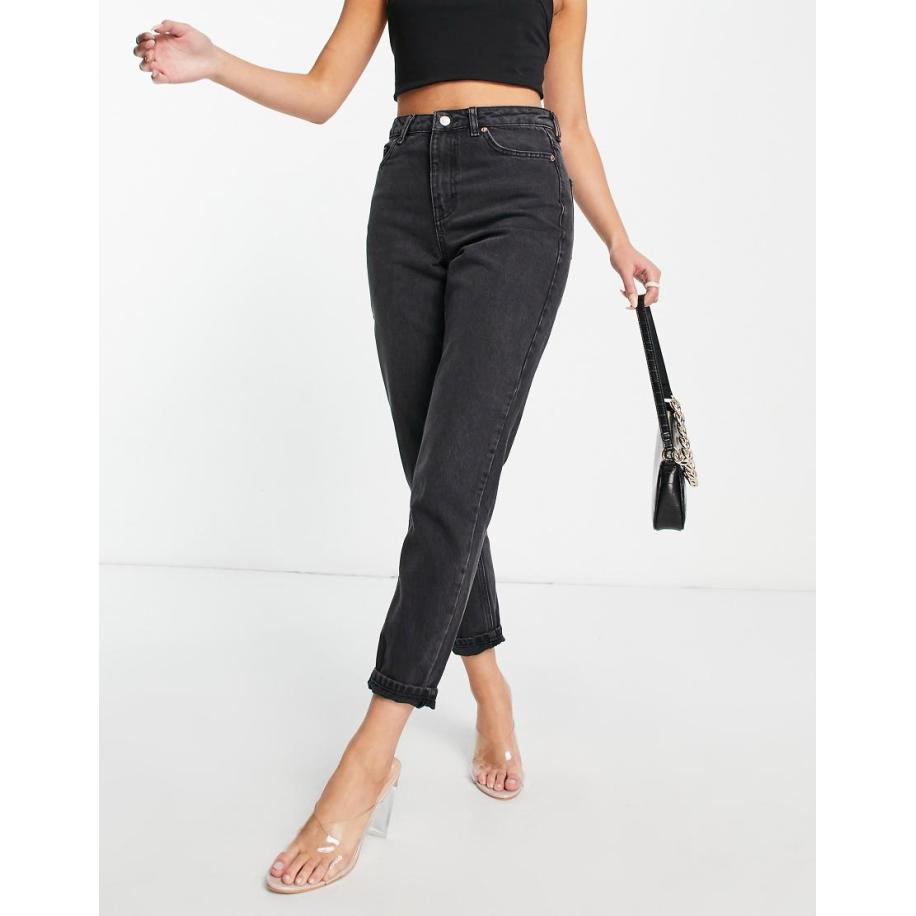 Topshop Original Mom jeans in zwart met wassing Zwart