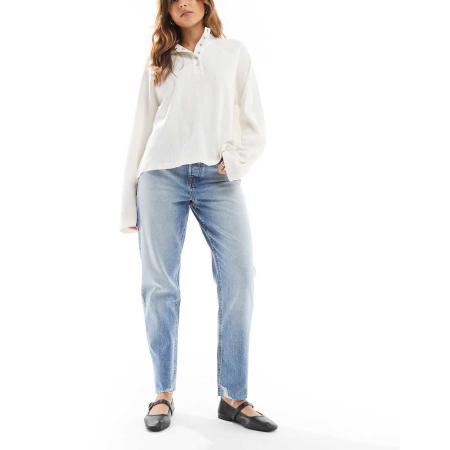 Stradivarius Mom jeans met lichtblauwe wassing