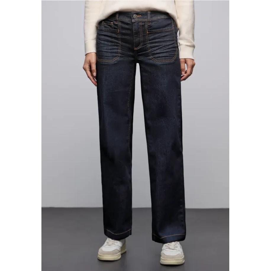 Street One Uitgerolde Wide Legs jeans Blauw