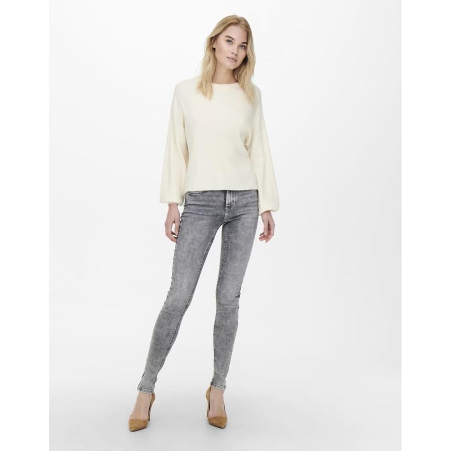 ONLY Skinny-fit jeans in lichtgrijs Grijs