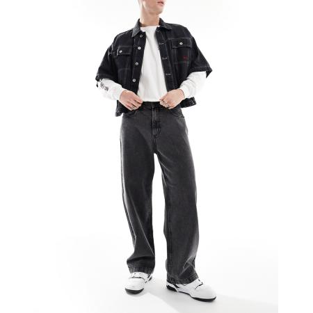 ADPT - Super baggy jeans in grijs met wassing