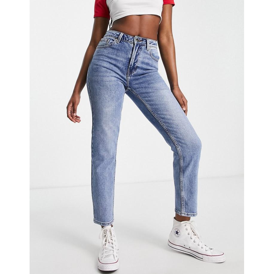 Only Emily Jeans met rechte pijpen en hoge taille in middenblauw Blauw