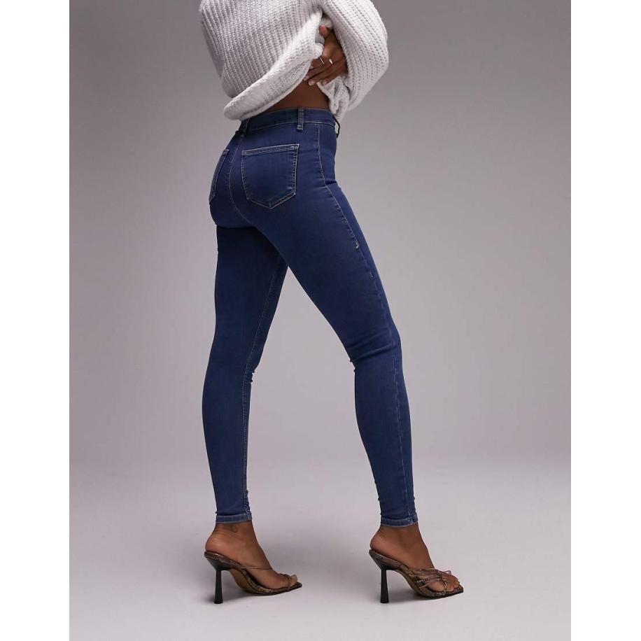 Topshop Hourglass Joni Super skinny jeans met hoge taille in middenblauw Blauw
