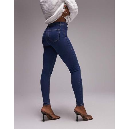 Topshop Hourglass Joni Super skinny jeans met hoge taille in middenblauw