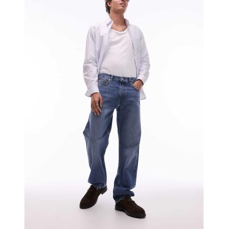 ARKET - Ocean - Jeans met losse rechte pijpen in mid-wash blauw