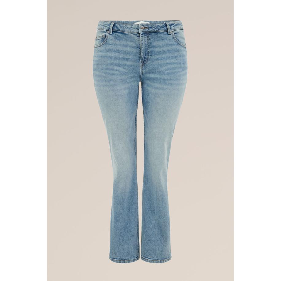 Blue Ridge dames Mid rise bootcut jeans met superstretch - Curve mid waist - Lichtblauw - Katoen - Plus Size Maat: 44 Blauw