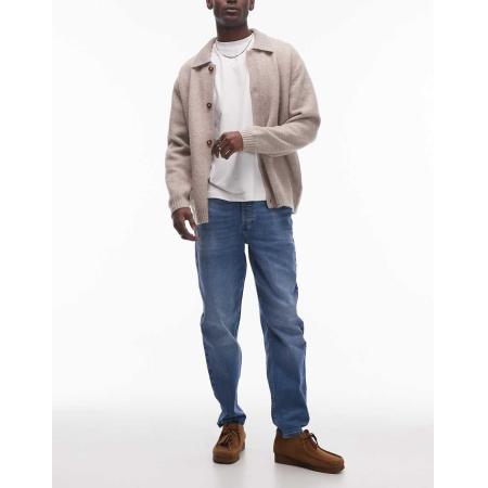 Topman - Toelopende jeans met stretch en mid-wash in blauw