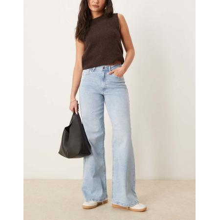 JDY Jeans met wijde pijpen en hoge taille in lichtblauw