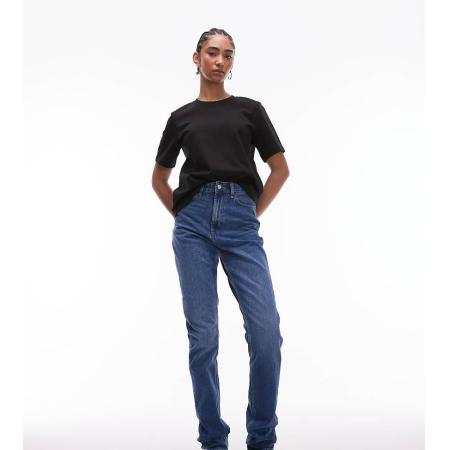 Topshop Tall Mom jeans met hoge taille in middenblauw