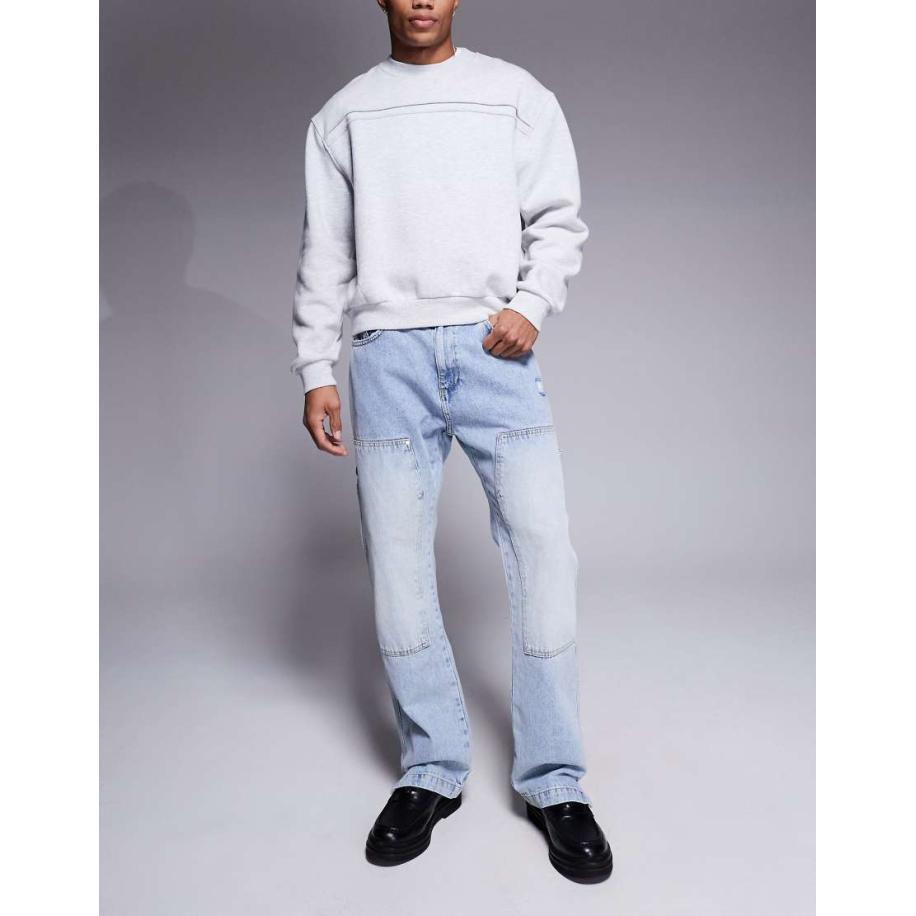 The Couture Club - Timmermans jeans met oogjes in verwassen blauw Blauw