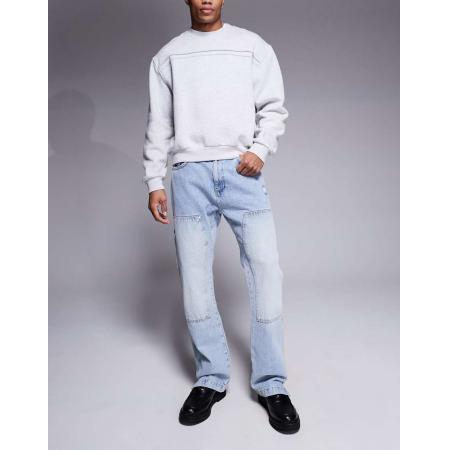 The Couture Club - Timmermans jeans met oogjes in verwassen blauw