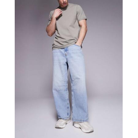 ASOS DESIGN - Jeans met hoefijzerpasvorm in lichte wassing blauw