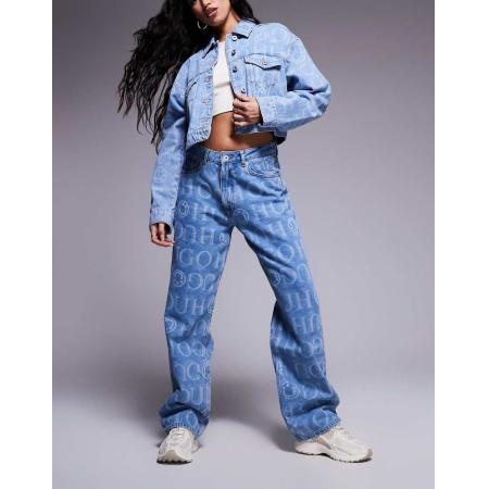HUGO Blue Elyah Jeans met logoprint in blauw, deel van co-ord set