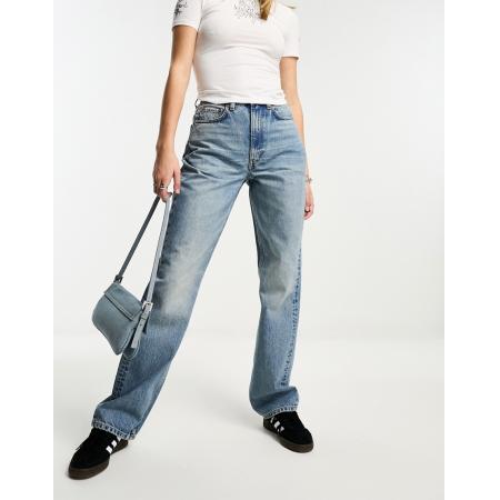 Weekday Resolute Stretchjeans met hoge taille en rechte pijpen in zeventien blauw