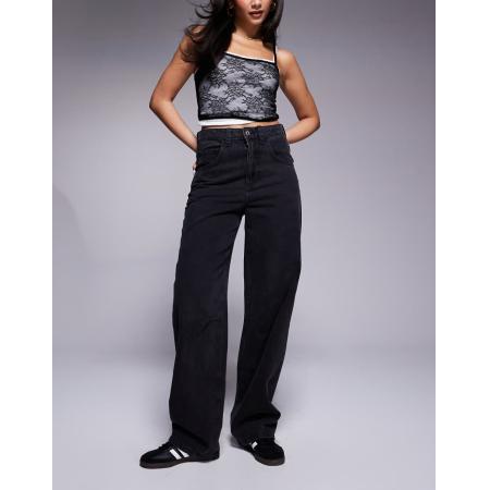 Weekend Collective Baggy jeans met wijde ronde pijpen in zwart met wassing