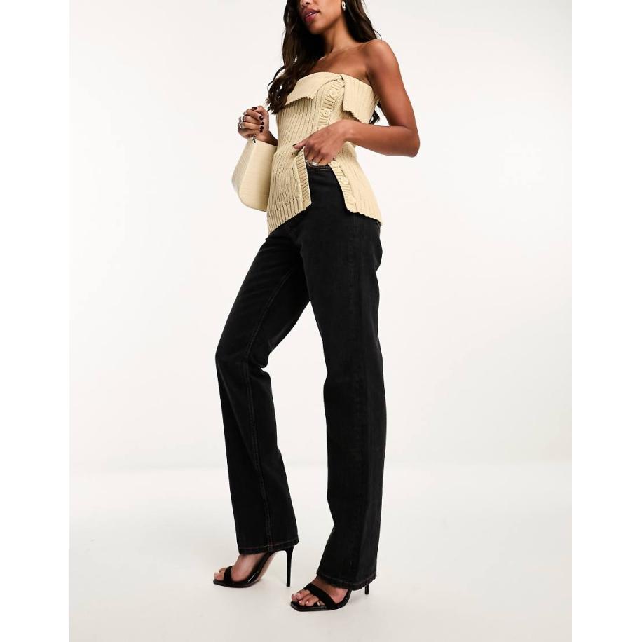 ASOS DESIGN Hourglass Rechte jeans met halfhoge taille in zwart Zwart