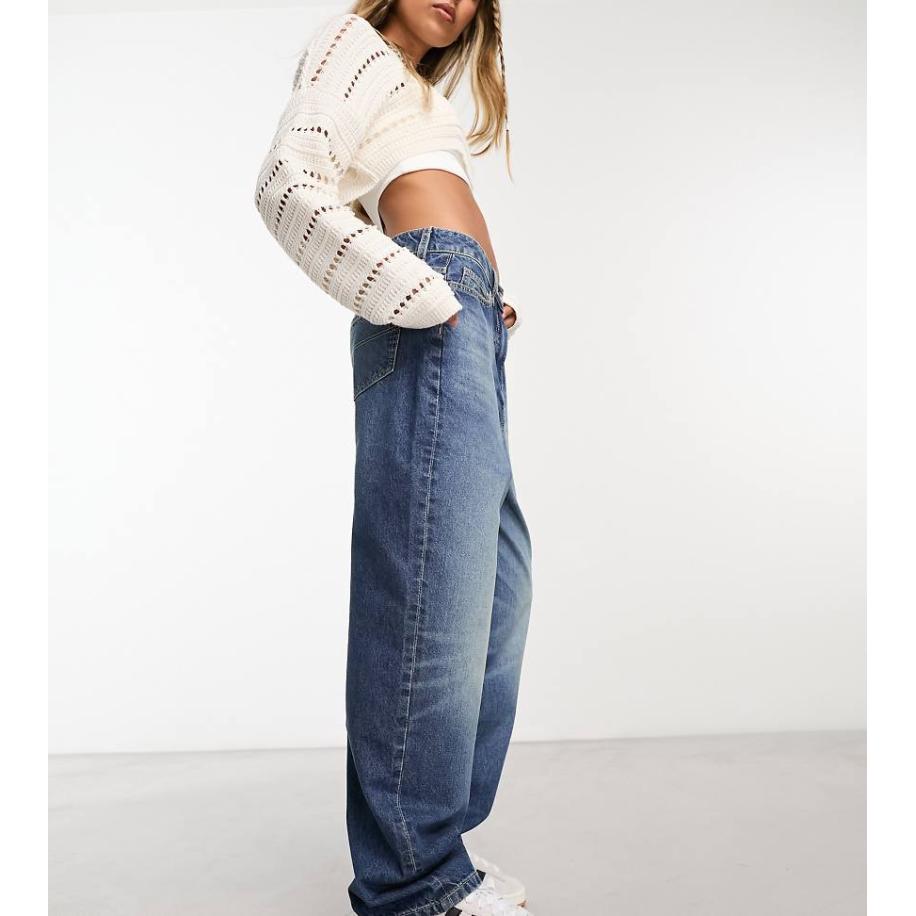 COLLUSION x001 Anti-fit jeans met midwash in blauw Blauw