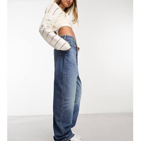 COLLUSION x001 Anti-fit jeans met midwash in blauw