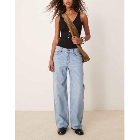 Abercrombie & Fitch Ultra losse jeans met lage taille in lichtblauw