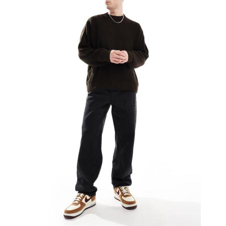 DTT - Stugge baggy jeans met elastische taille in zwarte wassing