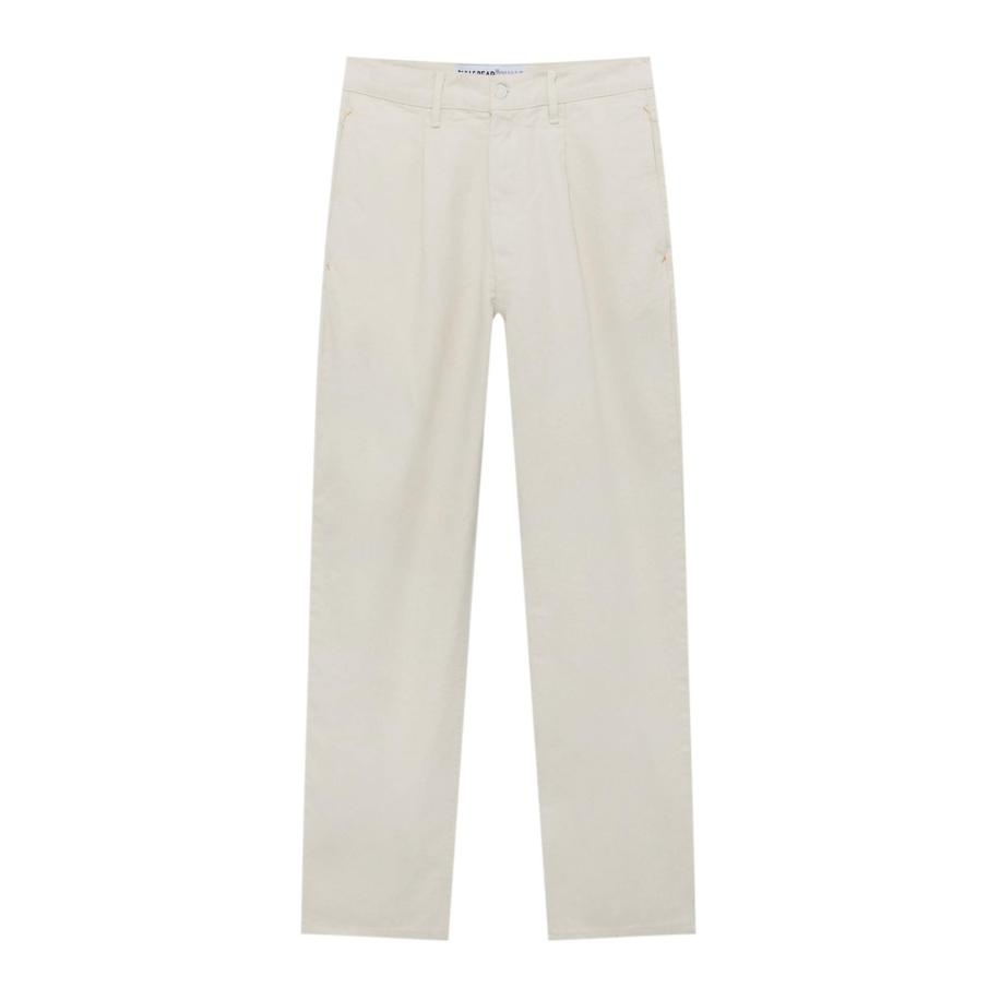 Pull&Bear Pull&Bear Bandplooi jeans ecru -