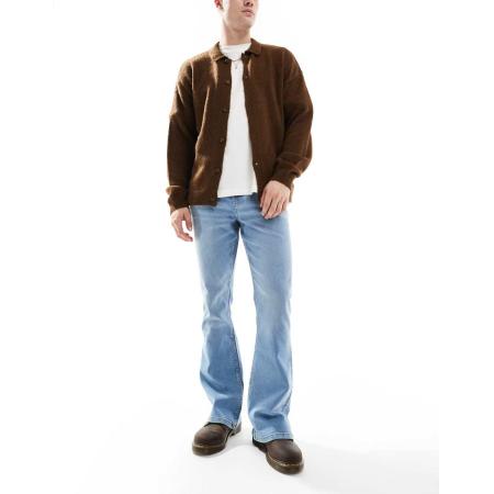 ASOS DESIGN - Flared jeans met stretch in lichte wassing blauw