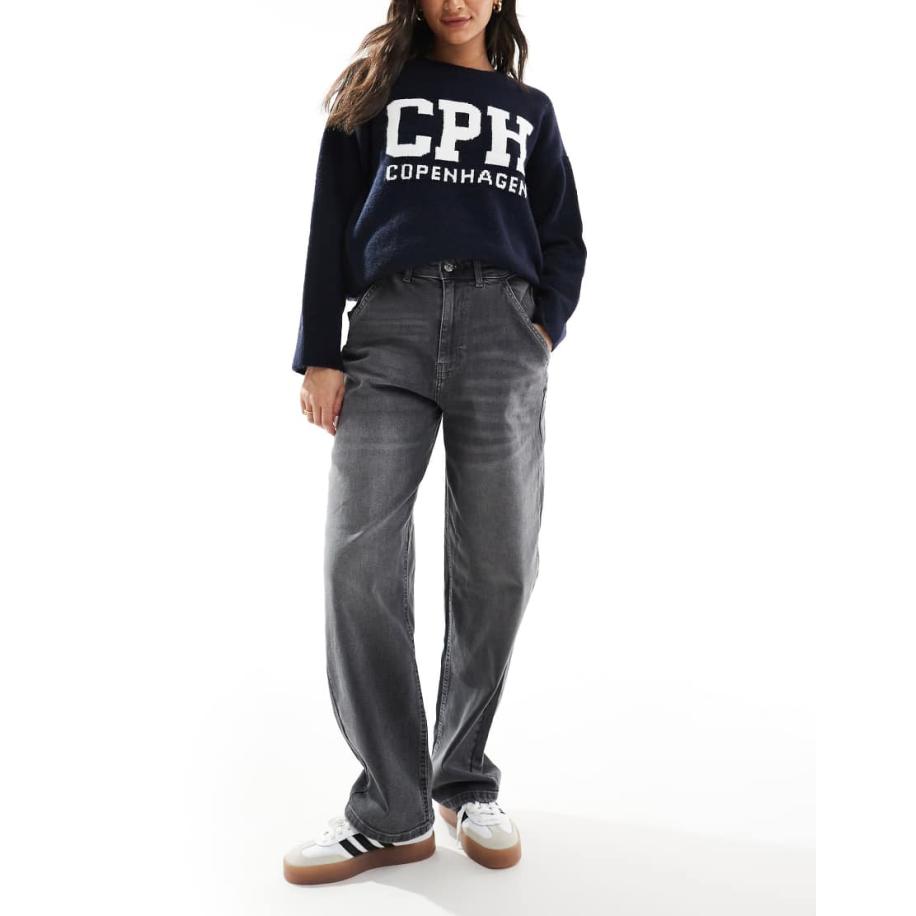 ONLY Gia Losse baggy jeans met halfhoge taille in grijs Grijs