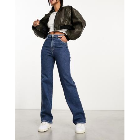 Dr Denim Moxy Jeans met rechte pijpen in 'cape mid plain'-Blauw