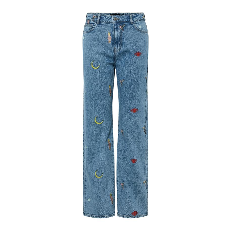 Pieces PIECES Jeans PCJidi blauw denim / citroen / donkerrood -